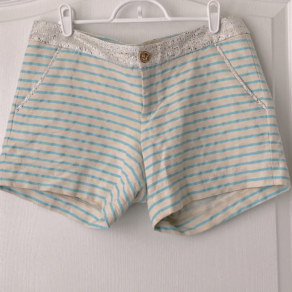 Lilly Pulitzer Callahan Party Shorts Metallic Waistband Striped Size 4 - Picture 3 of 8